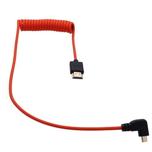 Micro HDMI to HDMI 4K 8K 60p Cable for ATOMOS Ninja V Inferno Canon R6 Mark II R5 C R8 Sony ZVE10 A7C A7R4 A7S2 Panasonic S5 S9 GH4 Camera SmallHD Cine Indie Monitor, Left Angled 50cm
