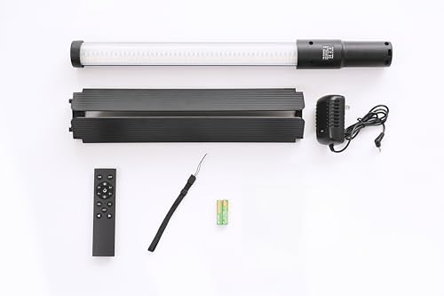 REFLEX CAMERA Portable 20W RGB Light Stick with Barndoor, 1-100% Brightness, 2700-7500K, 1/4" Screw Built-in Lithium Battery, Metal Body, Special Effects Modes, Remote Control, Power Adapter Included