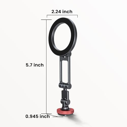 LOXP Magnetic Phone Tripod Mount with Cold Shoe, Adjustable Aluminum Alloy Phone Mount, Phone Tripod Holder Adapter with 1/4" Screw, Camera Mount for iPhone 17/16/15/14/13/12 Series
