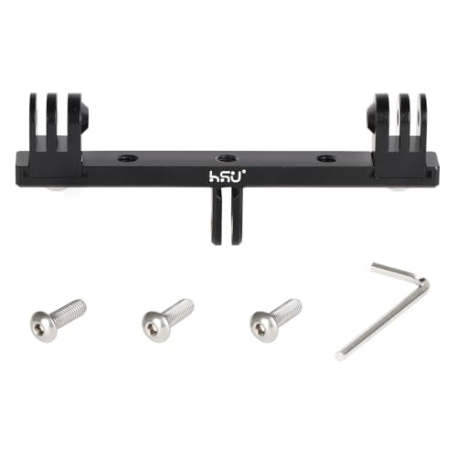 HSU Aluminum Dual Twin Mount, 1/4”-20 Cold Shoe Mount Adapter | for Go Pro Hero 13/12/11/10/9/8/7/6/5/4 DJI Osmo Action AKASO Campark and Other Action Cameras (Extension) - color: Extension