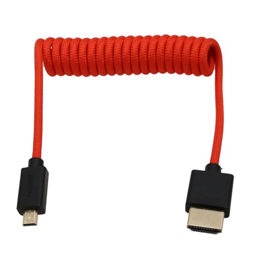 Micro HDMI 4K120 8K60 Raw Cable for ATOMOS Ninja V Ultra Shinobi, Sony ZV-E10 A7C A7R IV A6700, Canon R5C R100 R8 R6 M50 MKII, Nikon Fujifilm Sigma FP, Red Braided Coiled 30cm - color: Red, size: Straight HDMI
