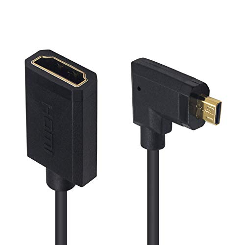 Duttek 90 Degree HDMI to Micro HDMI Extension Cable 6 Feet/1.8M, Left Angled Micro HDMI Male to HDMI Female Coiled Cable for Gopro Hero and Other Action Camera/Cam - size: Left Angled Male to Female 1.8M