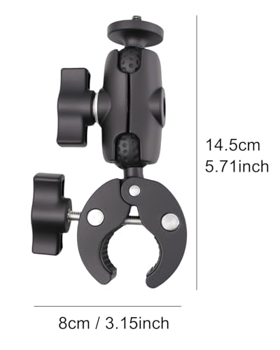 3-in-1 Super Mount Clamp Socket Arm 1/4"-20 Ball Head Adapter for Camera/Phone/Monitor/LED Lights/Microphone Accessories (Short Style)