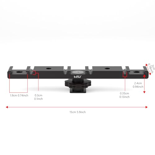 HSU Cold Shoe Mount Bracket, Triple-Head Hot Shoe Mount, and 1/4 Screw Port, Aluminum Cold Shoe Plate Adapter with Cable Slot Bayonet for Microphone, Led Video Light, Monitor (Extension), HGP322L - color: Extension