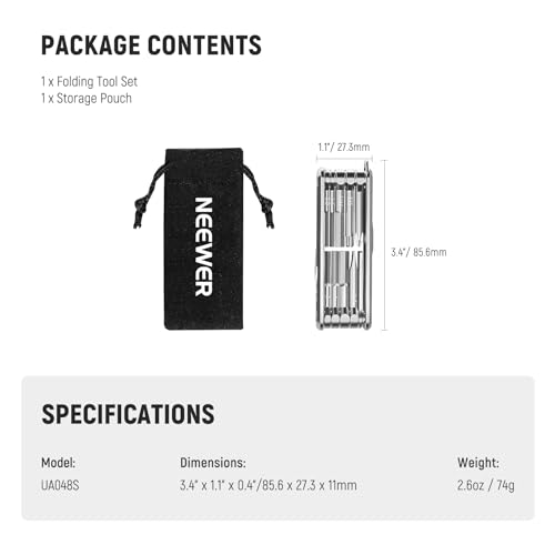 NEEWER 10 in 1 Multifunctional Foldable Screwdriver Tool Set: 4 Screwdrivers, 6 Hex Keys, Pocket Tool, Compatible with SmallRig Camera Cage Rig Tripod QR Plate, UA048S Silver - style: 10-in-1 Screwdrivers Tool Set(Silver)