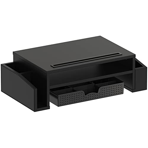 Simple Houseware Desk Monitor Stand Riser with Adjustable Organizer tray, Black - color: Black