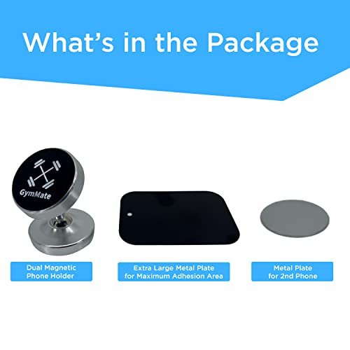 Gym Mate Gym Dual Magnetic Phone Mount & Holder – Attaches Magnetically to Metal Surfaces – Shoot Hands-Free Workout Videos – Strong Joints & Magnets – Compact Size