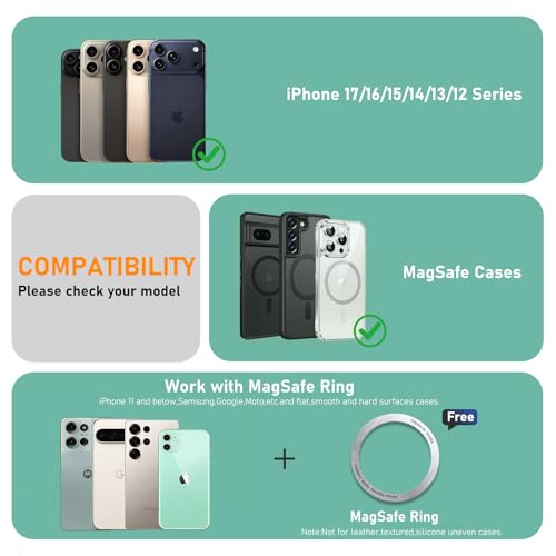 IST IDEA for Magsafe Tripod, Tripod for iPhone Lightweight Aluminum Alloy & Angle Adjustment & Strong Magnets iPhone Tripod Stand Compatible with 17/16/15/14/13/12 (Included Metal Ring) - color: Ocean Blue