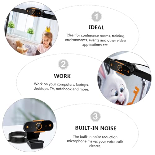 1080p USB Webcam with Built-in Microphone, Automatic Focusing Web Camera for Live Streaming and Video Conference, Plastic Laptop Web Camera Compatible with 5v Dc Power