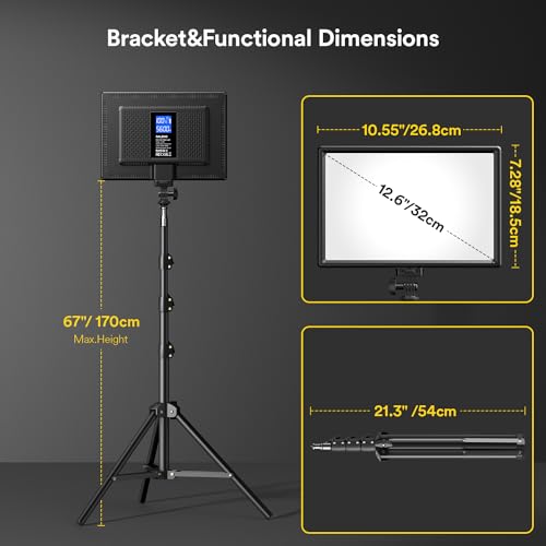 RALENO 13" Edge-Lit LED Video Light Panel Kit, 2-Pack Bi-Color 2500K-6500K Soft Studio Lights with CRI 95+, 75" Stand & 8000mAh Rechargable Battery, Photography Light for Streaming/Zoom/YouTube/Makeup