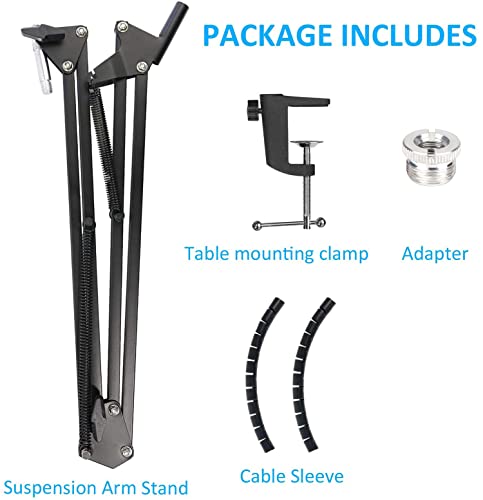 Mic Arm for HyperX QuadCast - Professional Boom Arm Compatible with HyperX QuadCast S and QuadCast Microphone, Adjustable Scissor Microphone QuadCast Boom Arm by YOUSHARES - color: Boom Arm with Cable Sleeve