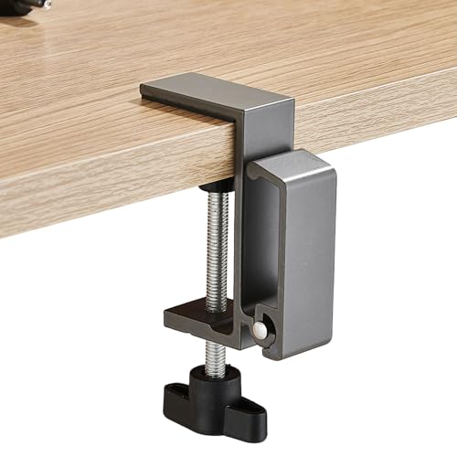 JAKO Aluminum Alloy Headphone Stand for Desk, Foldable Headphone Holder - Headset Stand Hook Mount, PC Gaming Headset Holder Under Desk Clamp for Office, Computer, Student Class Table, Handmade Table - color: Grey