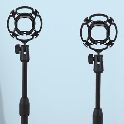 Microphone Shock Mount 2 PACK, Mic Holder Clip for 43-48mm/1.69~1.9in Diameter Condenser Microphone, 3/8 or M16 Internal Thread, with 5/8" Male to 3/8" Female Screw Adapter, Easy to Use (Black) - size: 2 PACK