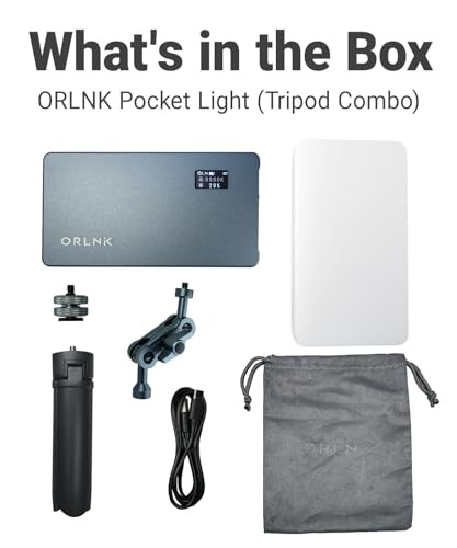 ORLN'K Portable RGB Video Light 10W 4000mAh, LED Video Light Panel with Soft Diffuser for Photographer, Content Creator Fits iPhone, for Sony Canon Nikon Fuji Panasonic Cameras (Tripod Combo) - style: 7in1 TripodCombo