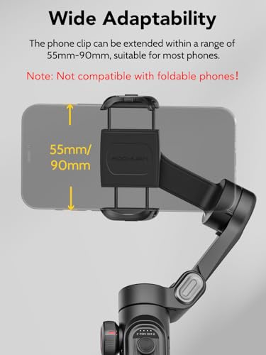 AOCHUAN Phone Gimbal Stabilizer, 3-Axis Smartphone Foldable Handheld Gimbal for iPhone with Focus Wheel, TikTok/YouTube Vlog Stabilizer for iPhone 17/16/15/14/13 Pro Max & Android – Smart XE - style: Smart XE