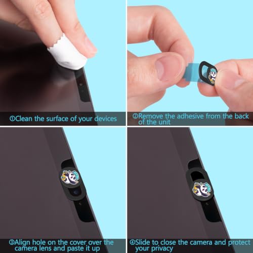 Webcam Cover, 0.03 inch Ultra Thin Laptop Camera Cover, Anti Hacking Camera Cover for MacBook, iMac, Cell Phone, Tablet, Desktop PC, iPad and iPhone 6/7/8 Plus, Great for Protect Privacy & Security - color: Energetic Panda
