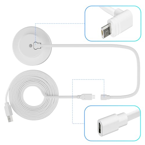 2-Pack Power Extension Cable 20FT, Compatible with Wyze Cam v4, Wyze Cam Pan v3, Wyze OG, Wyze Cam v3 and v3 Pro Security Camera, Flat Camera Micro USB Charging Cable with 1FT L-Shaped Adapters - size: 20FT-2PK