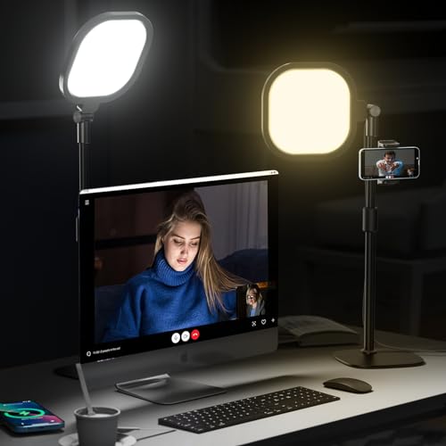 LitONES Video Conference Lighting for Zoom Meeting, Ring Light for Desk with Flexible Stand, 30 Light Modes Ring Light for Computer, Video Lights & Memory Func for Video Calls, Live Stream, Webcam - size: 1Pack