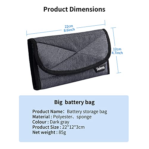 Selens DSLR Battery Case - 4 Pocket Pouch for NP-FZ100, LP-E6, AA, LP-E8, LP-E10, LP-E12, EN-EL14, EN-EL15, NP-FW50, NP-F550, NP-FM500H Batteries & SD Cards - size: large