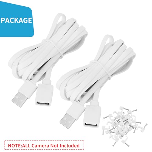 UYODM 2Pack 10Ft/3M USB Extension Cable Compatible with WYZE Cam V3/V2/V4, WYZE Cam Pan V3/V3 Pro/ V2, IPX7 Waterproof Extension Charging Cable Power Your WYZE Cam Continuously - White