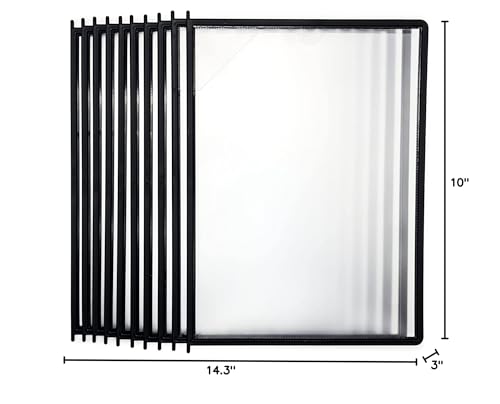 Tarifold Wall Mount Reference Organizer Display System, 10 Double-Sided Pockets, 20 Sheet Capacity, Durable Metal Base, Expandable, Easy-Load Polypropylene Pockets, Black - color: Black, style: Wall Mount
