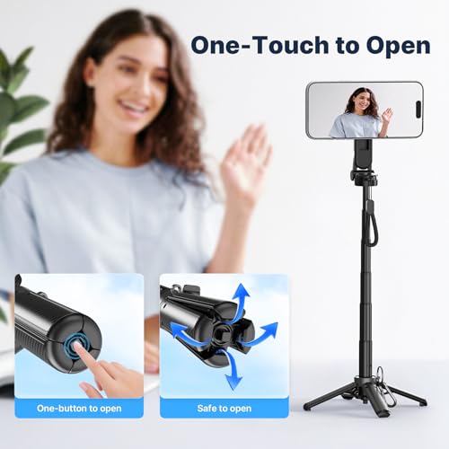 Magnetic Pocket Selfie Stick for iPhone, Lightweight Mini Selfie Stick Tripod with Detachable Remote, MagSafe Compatible, Foldable Extendable Phone Holder for Travel/Vlog/Video/Content Creators