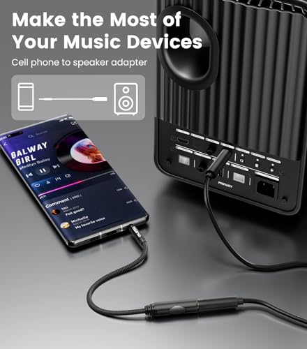 Tisino 1/4 to 3.5mm Adapter, 1/4" Female to 1/8" Male Stereo Audio Adapter for Headphone, Amplifiers, Guitar, Amp etc. - 5ft/1.5m - size: 5 feet