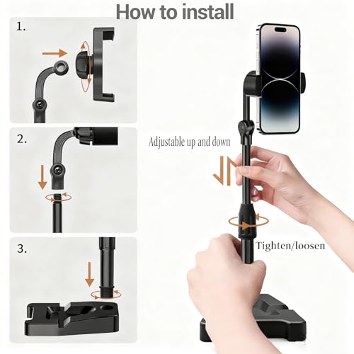 Dual Phone Holder Mount Suitable for iphone 17, 360 Degree Rotating Tablet and Phone Holder Mount, Foldable Phone Stand, Office Desk Accessories for iPhone 17 16 15 14 Pro Max Air, Galaxy S25