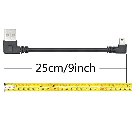 Short Mini USB Charging Cable 9inch, 90 Degree USB 2.0 A Male to Mini USB Left Angle Male Data Sync and Charge Cable, for Dash Cam, DigitalCamera, Hard Drive, MP3 Player, Phone (2Pcs) - style: 2Pcs Mini USB - Left Angle