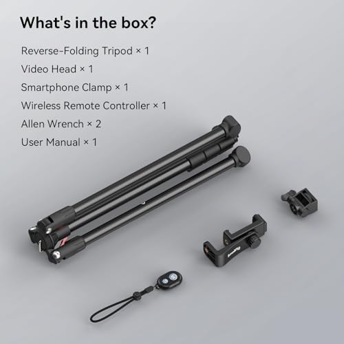 SmallRig Phone Tripod with Remote, 67" Tripod for Camera Reverse-Folding, Universal Tripod Stand for Pivo Auto Tracking Holder and Light, for Video, Vlog, Selfie and Live Stream, Encore PT-30 4363