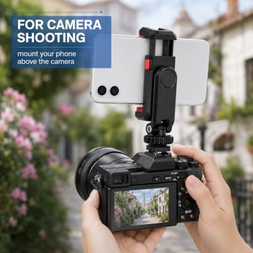 Universal Cell Phone Tripod Mount Adapter,360 Rotation for Camera,Camera Phone Mount,Hot Shoe Phone Mount,Phone Holder for Camera,Cold Shoe Phone Mount for Canon Nikon Sony DSLR Phone