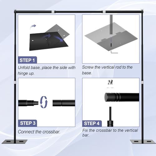 Heavy Duty Backdrop Stand, 8.5x10ft Adjustable Photo Background Support System Kit with Metal Base, Pipe and Drape Photography Back Drop Kit for Parties Video Studio Wedding - size: 8.5x10ft
