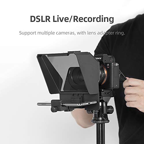 AMBITFUL 7.5'' Mini Teleprompter W/Desktop Tripod for Smartphone & DSLR | with Remote & APP Control,49-77mm Camera Adapter Rings,Idea for Live Streaming/YouTube/Tiktok/Video Recording