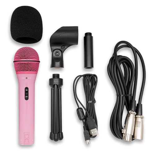 SAMSON Q2u USB and XLR Dynamic Microphone Cardioid (Pink) | Cardioid Pattern, 3.5mm Headphone Output, Includes Tripod, Clip, Windscreen, USB and Xlr Cables