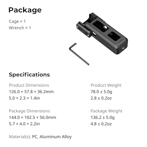 SmallRig Expansion Adapter Cage for DJI Osmo Pocket 4/3, for Xtra Muse Accessories with Bidirectional Magnetic Mount for Action 6 Adapter, 1/4"-20 Locating Holes, NATO Rail for Side Handle - 6006