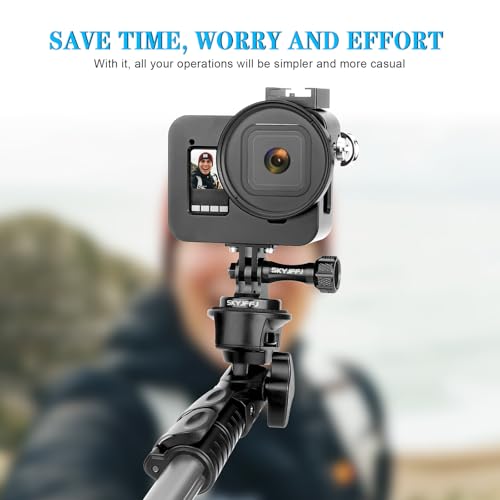 Aluminum Tripod Adapter Attachment Bolt Adapter for Monopod Mount with Aluminum CNC Thumbscrew Compatible Gopro Hero 13 12 11 10 9 8 DJI Osmo Insta360 AKASO and Other Action Camera - color: BLACK