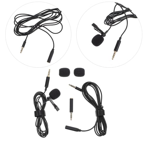 BESPORTBLE Clip-on Lapel Microphone Wired Noise-canceling Small Lavalier Mic for Phone Interview Recording Portable Black