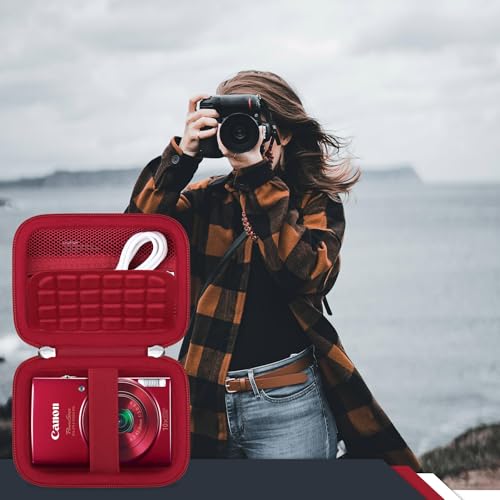 RAIALL Carrying Case for Canon PowerShot ELPH 360 HS A/IXY 650/ Canon IXUS 285 HS/Sony DSCW830/ CAMKORY/VAHOIALD Digital Camera, Vlogging Camera Travel Bag, Mesh Pocket for Batteries, Red - color: Red