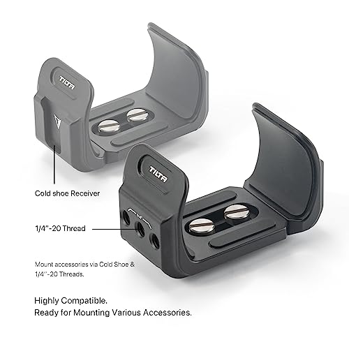 Tilta Universal Power Bank Holder Clamp | Aluminum Alloy Mount with Cold Shoe & 1/4"-20 Threads | Fits 59–94mm Wide Power Banks | Secure Camera Cage Accessory – Black (TA-UPBH-B)