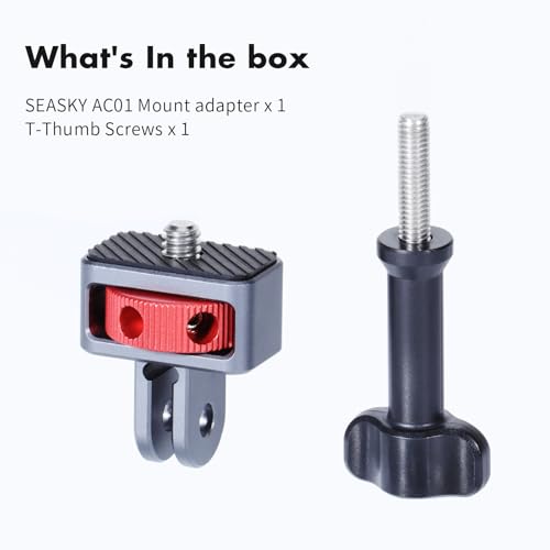 SEASKY AC01 1/4"-20 Action Camera Mount Adapter Tripod Conversion Accessory All Metal Aluminum Alloy for Insta360 X5/X4/X3/X2 for DJI OSMO 360 Gopro Max 2 Sports Camera Accessories