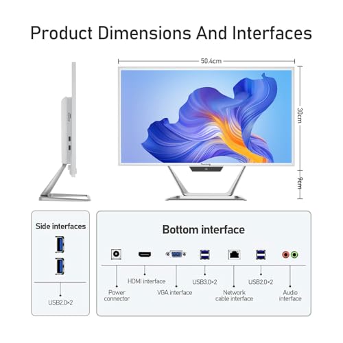 suevery All-in-One Desktop Computer, Core i5 16GB RAM 512GB SSD, HD Webcam Clear Calls,21.5 AIO Gaming pc,1080P Display, WiFi 6, Business All in One for Home Office Daily Use with Keyboard & Mouse