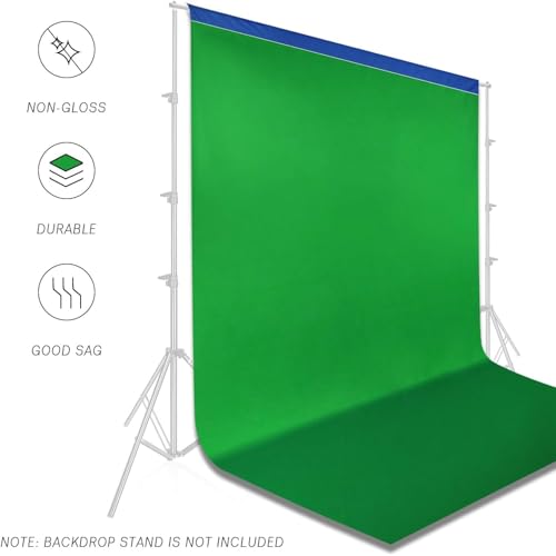EMART Green and Blue 2-in-1 Photo Backdrop Curtain, 6 x 9 ft Photography Green Screen Background Fabric Cloth and Blue Back Drops Pack for Photoshoot Zoom Meeting Chromakey Party Birthday - color: Green&Blue, size: 6 x 9 Ft
