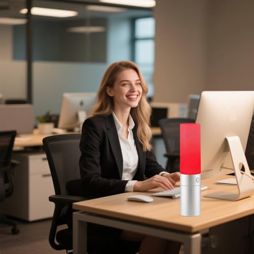 Busy Light for Office, Do Not Disturb Indicator Light,Dimmable Lamp Brightness Adjustable (Black Silver, 2" L X 2" W X 9" H) - color: Silver