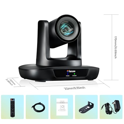 AI Auto Tracking PTZ Camera 3G-SDI/USB3.0/HDMI/LAN PoE 30X Optical and 8X Digital Zoom Live Streaming Camera 1080P 60FPS for Church Services Worship Education Events vMix OBS YouTube - color: glossy black