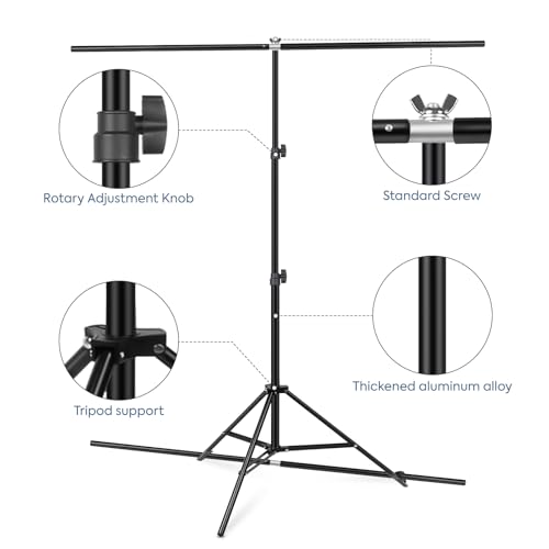 White Screen Backdrop Kit with Stand, Huzofexo 6.5x6.5ft Adjustable Stable Photography Whitescreen Support Stand Kit Chromakey Background for Photo Studio,Vedio,Product Portrait, Streaming, Gaming