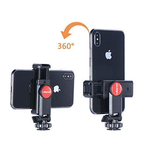 ULANZI ST-06S Camera Hot Shoe Phone Holder Flexible Phone Tripod Mount Adapter w Double Cold Shoe Mount for Microphone LED Light, DJI Ronin SC iPhone Samsung Canon Nikon DSLR Photography