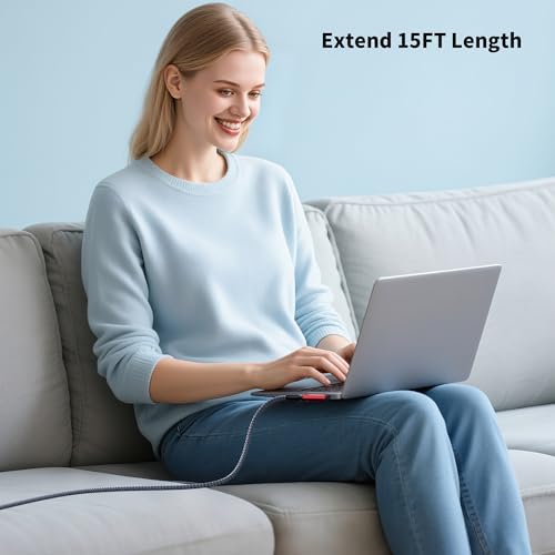 USB C Camera Tethering Cable for Right Angle Thunderbolt 5 Cable 15FT, Support 20Gbps, 240W PD, 4K@60Hz for Thunderbolt 4, iPhone 17, USB4, Canon, Sony, Nikon, Fuji, Mac mini M4 - size: Right Angle 15FT