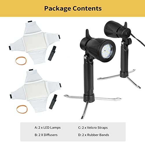 Meking Mini Softbox Photography Lighting Kit, 2700K Tabletop Led Lamp Continuous Warm Lighting System for Small Product Photo Video Studio Shooting, 2 Pieces - color: Warm Light