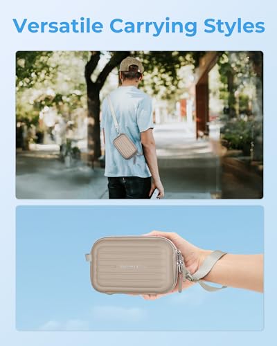 BAGSMART Digital Camera Case, Small Camera Bag with 2 Carrying Ways, Brown | Lightweight Camera Sling Bag for Canon Powershnot ELPH 180/190/Sony DSCW800/DSCW830, Waterproof & Protective - color: Brown