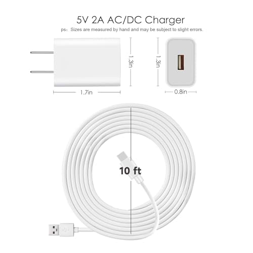 2 Pack 10FT USB C Camera Charger for Arlo Essential Camera 2nd/3rd Gen, Essential XL 2nd/3rd Gen, Pro 6, Ultra 3 Charging Cord Power Cable for WYZE Duo Cam Pan, Cam Pan v4,Eufy Security SoloCam S4 E42 - size: 2-Pack